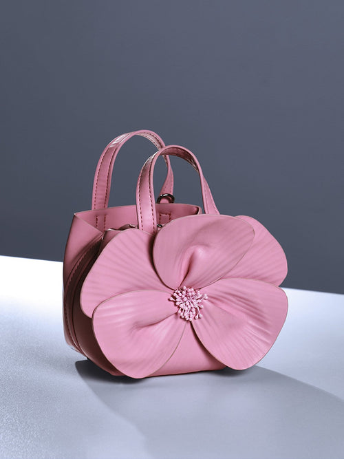 Bolso de Cuero Rosa con Diseño de Flor Acsah
