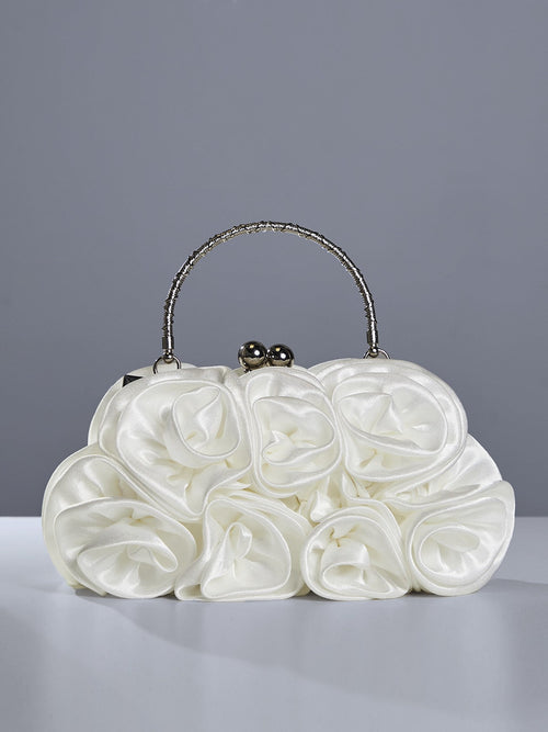 Bolso de Satén Adahy Flower en Color Blanco