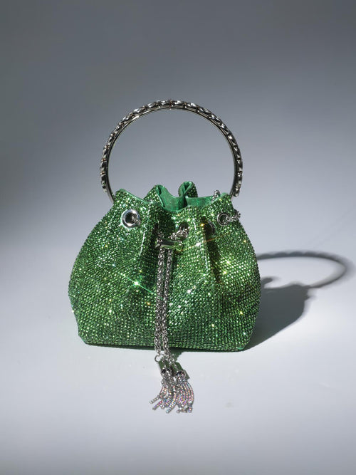 Bolso Cubo Decorado con Cristales Mattea en Verde