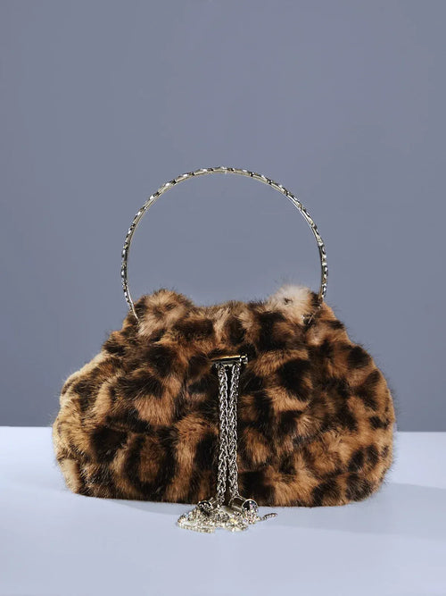 Bolso de Piel Sintética con Estampado de Leopardo Adaja